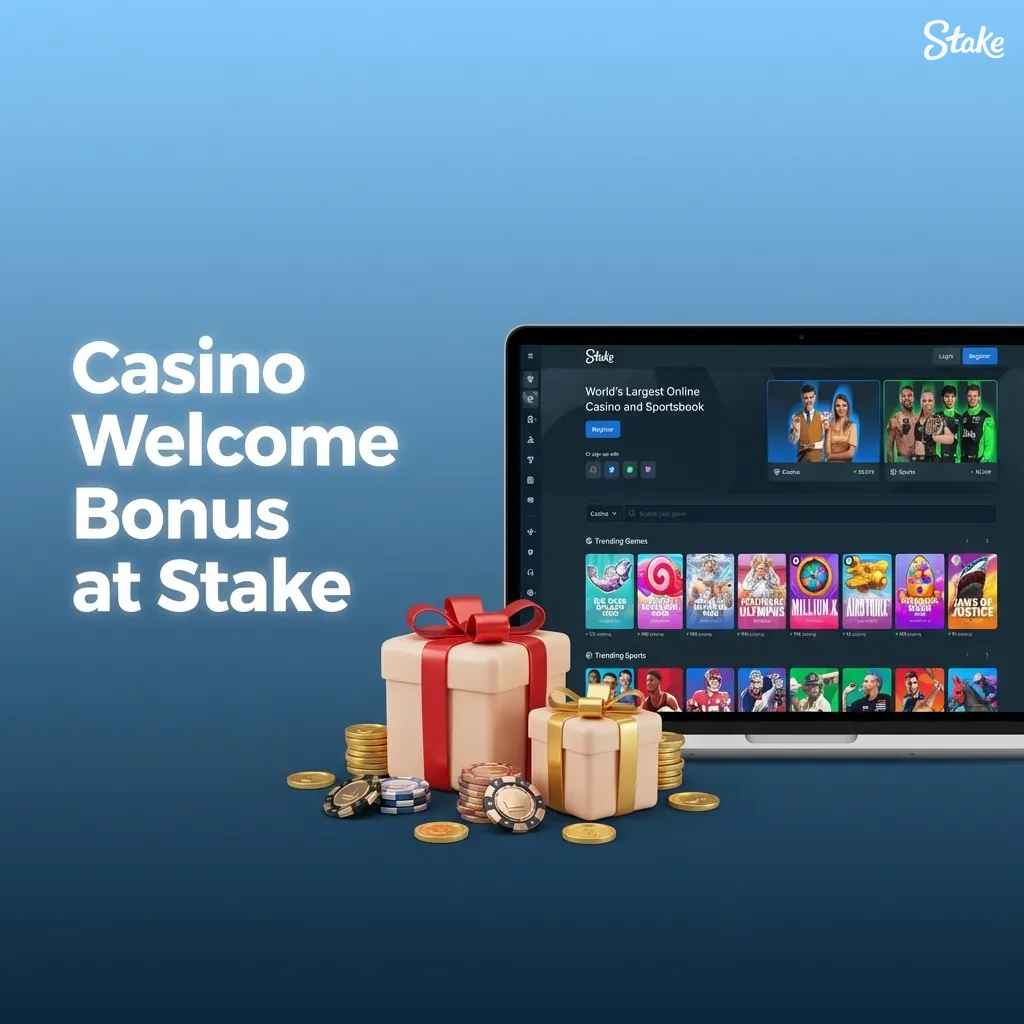 Stake casino welcome bonus banner showing 200% up to ₹1,00,000 for live casino and $75,000 weekly raffle for new Indian players