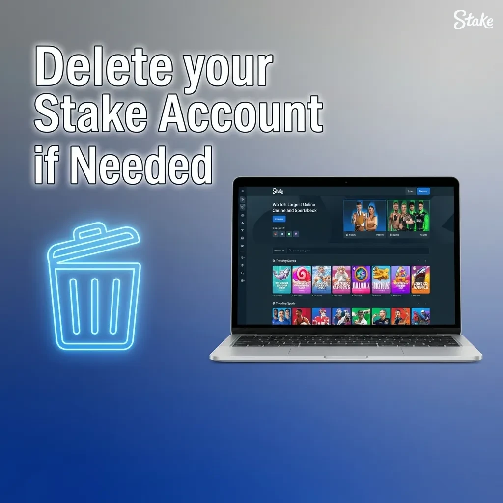 Illustration of a user requesting permanent deletion of their Stake gambling account through online support
