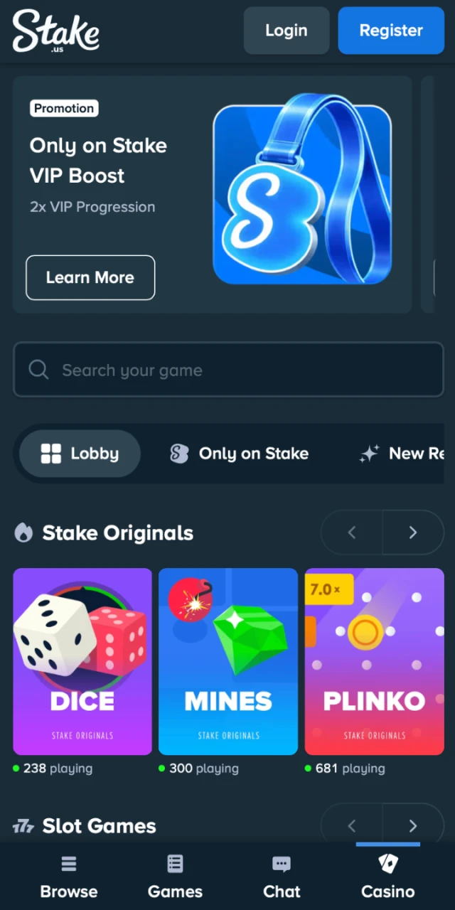 Stake app interface.