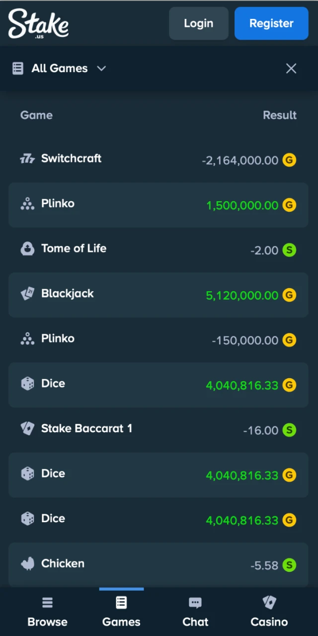 Stake app interface.