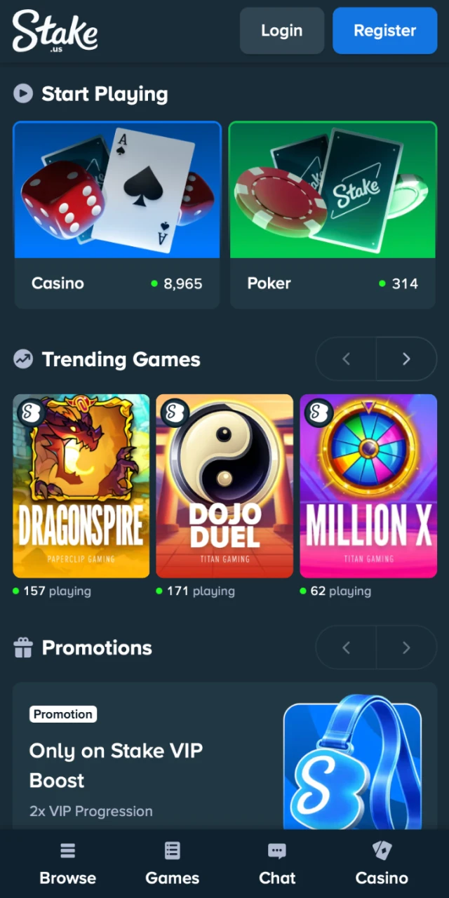 Stake app interface.