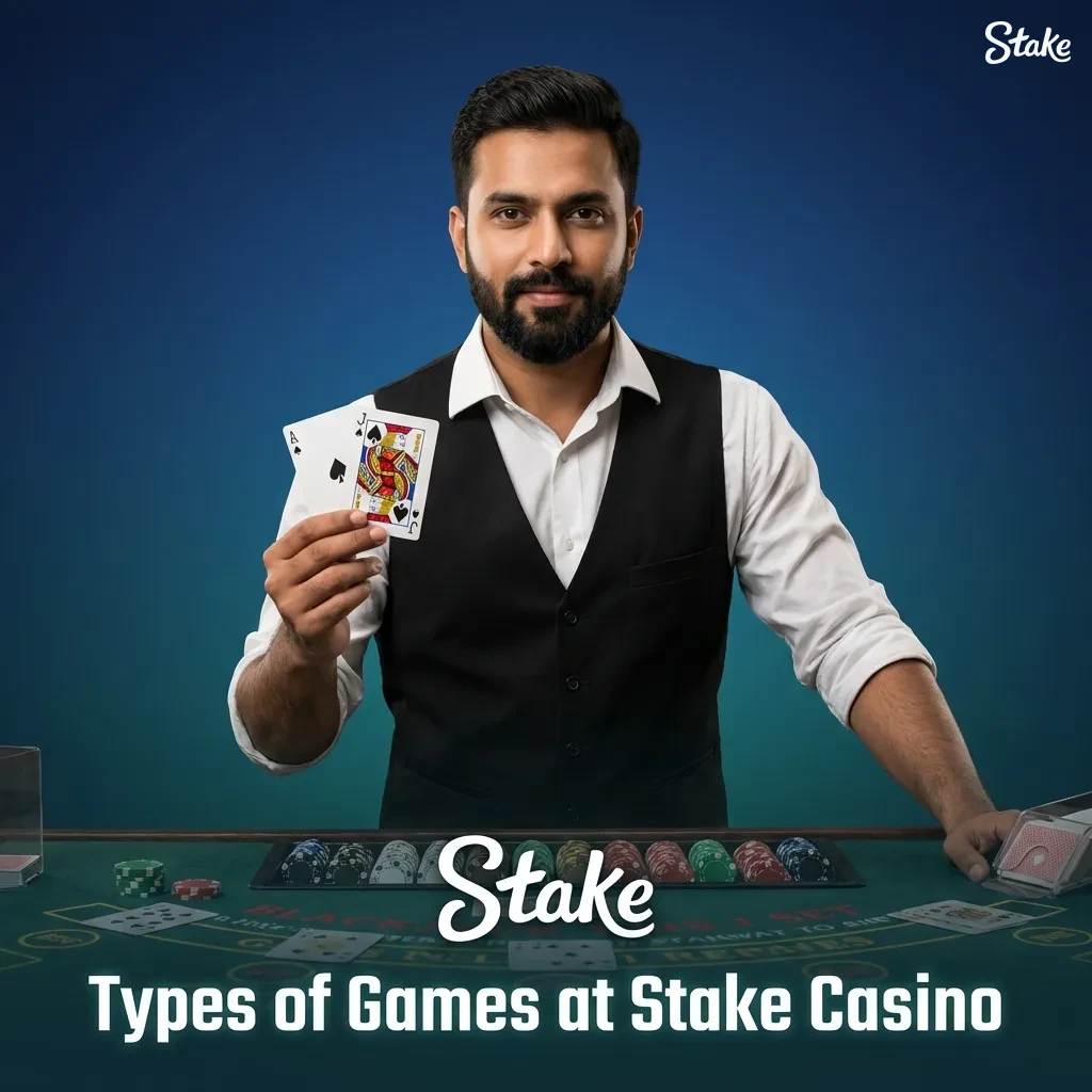 Stake Casino game lobby showing slots, crash, table, card, game show and instant games for Indian players