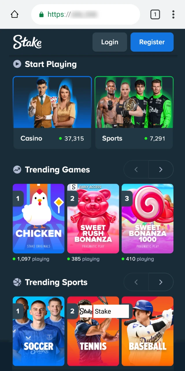 Load the Stake in Google Chrome.