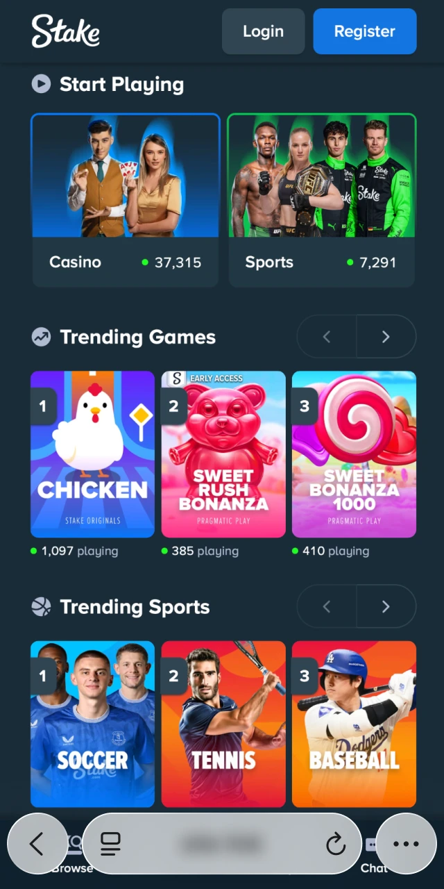 Launch the Stake in Safari.