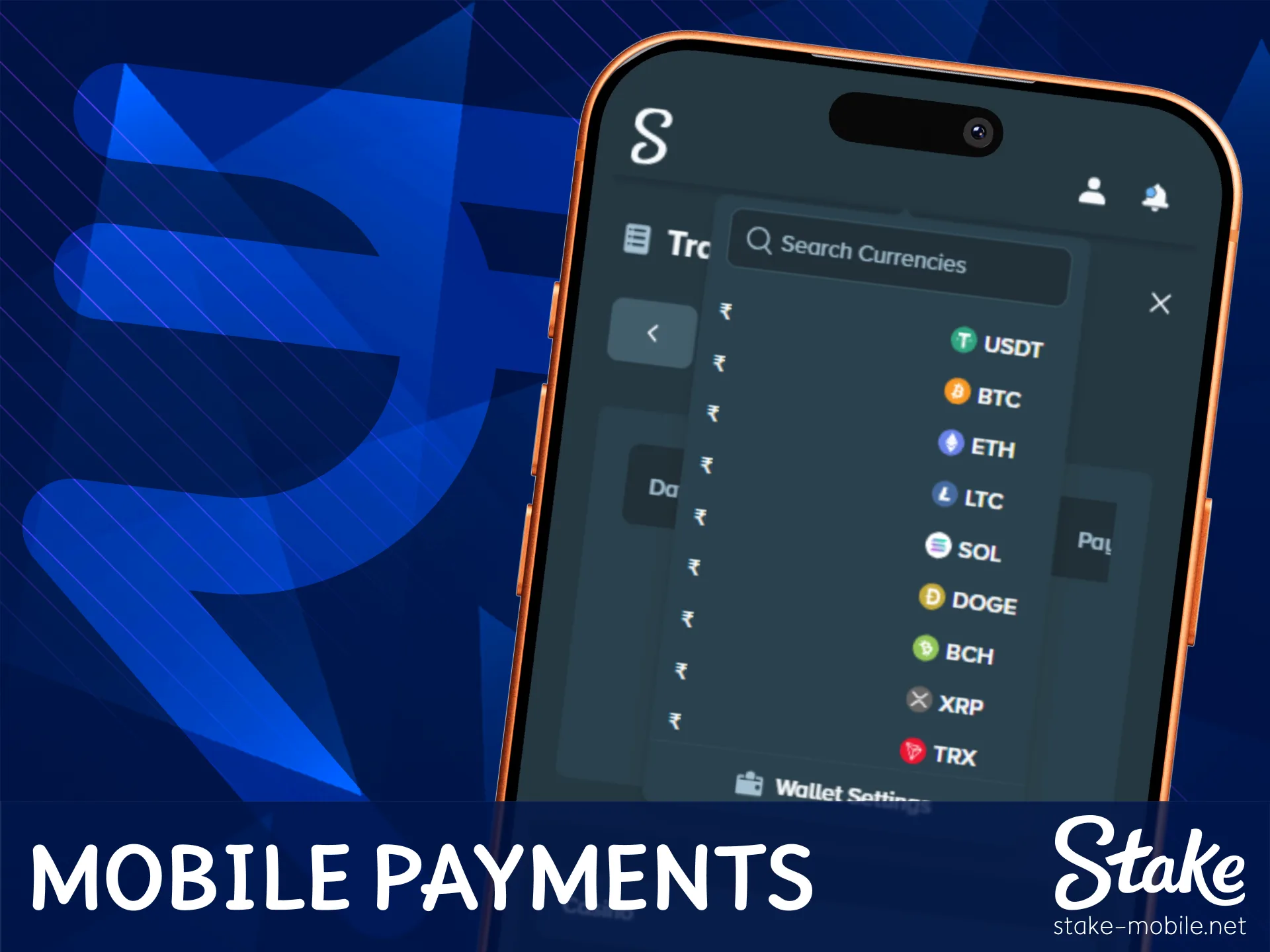 Manage your funds safely with secure payment methods on the Stake mobile platform.