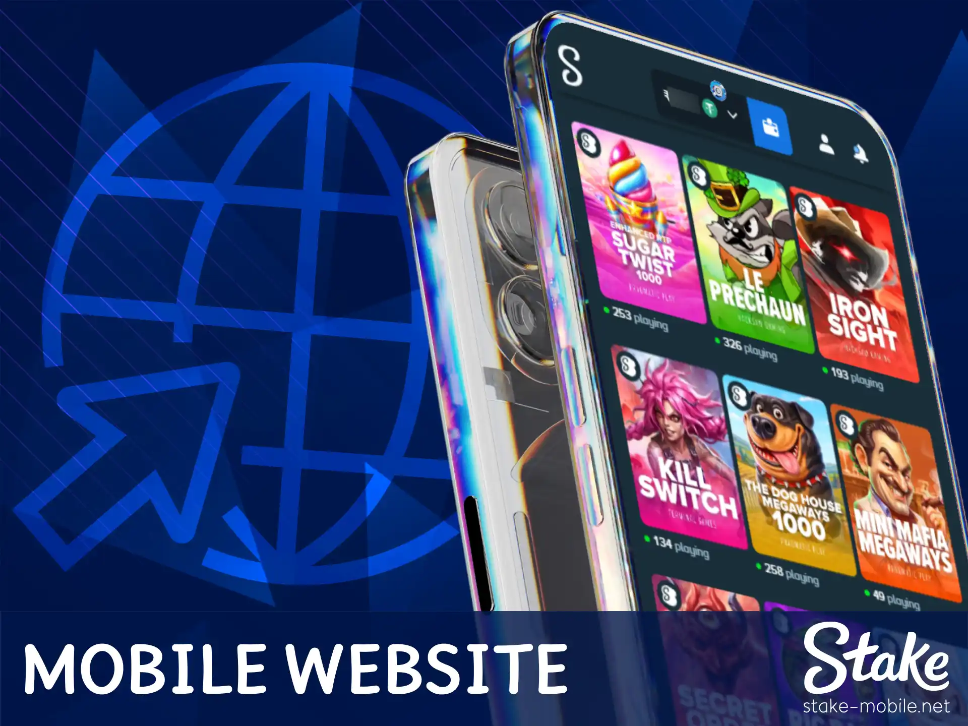 Explore the features and layout of the fully optimized Stake mobile website version.